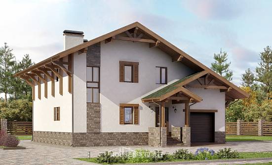 190-007-П Проект двухэтажного дома с мансардой, гараж, красивый домик из кирпича Петропавловск-Камчатский | Проекты домов от House Expert
