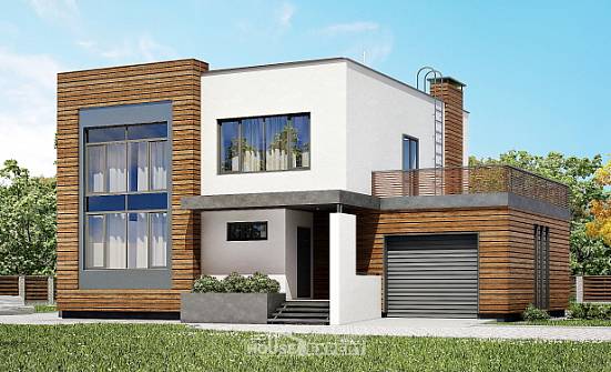 220-003-П Проект двухэтажного дома, гараж, классический домик из твинблока Петропавловск-Камчатский | Проекты домов от House Expert