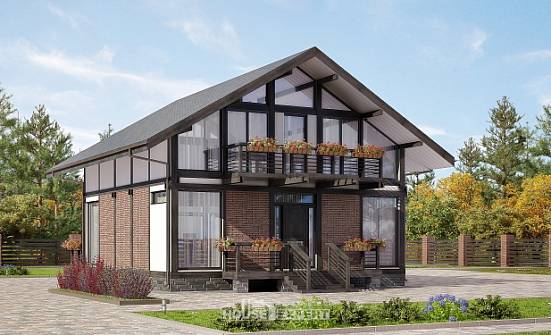 170-007-П Проект двухэтажного дома мансардой, уютный загородный дом из дерева Петропавловск-Камчатский | Проекты домов от House Expert