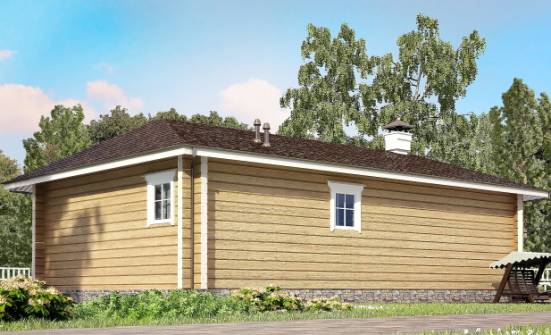 095-001-Л Проект одноэтажного дома, современный коттедж из бревен Петропавловск-Камчатский | Проекты одноэтажных домов от House Expert