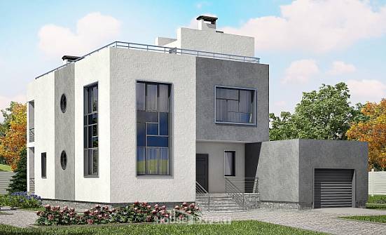 255-001-П Проект двухэтажного дома, гараж, большой загородный дом из твинблока Петропавловск-Камчатский | Проекты домов от House Expert