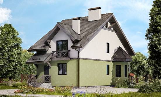 120-003-П Проект двухэтажного дома мансардой, доступный коттедж из арболита Петропавловск-Камчатский | Проекты домов от House Expert