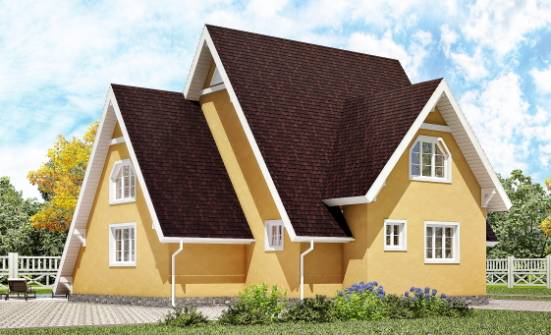 155-008-П Проект двухэтажного дома с мансардным этажом, красивый коттедж из дерева Петропавловск-Камчатский | Проекты домов от House Expert