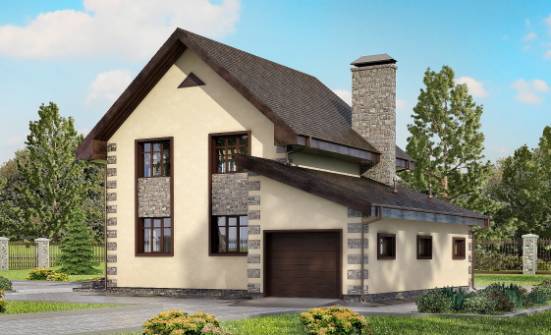 160-004-П Проект двухэтажного дома, гараж, небольшой дом из поризованных блоков Петропавловск-Камчатский | Проекты домов от House Expert