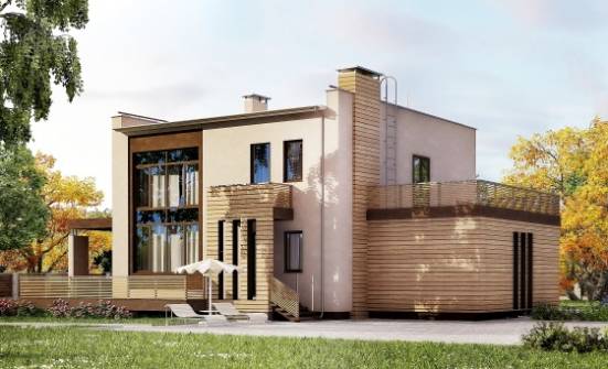 220-003-Л Проект двухэтажного дома и гаражом, средний коттедж из теплоблока Петропавловск-Камчатский | Проекты домов от House Expert
