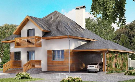 155-004-П Проект двухэтажного дома с мансардным этажом и гаражом, бюджетный дом из арболита Петропавловск-Камчатский | Проекты домов от House Expert