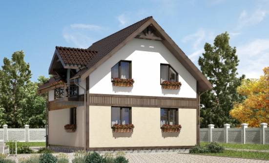 105-001-П Проект двухэтажного дома мансардой, уютный домик из теплоблока Петропавловск-Камчатский | Проекты домов от House Expert