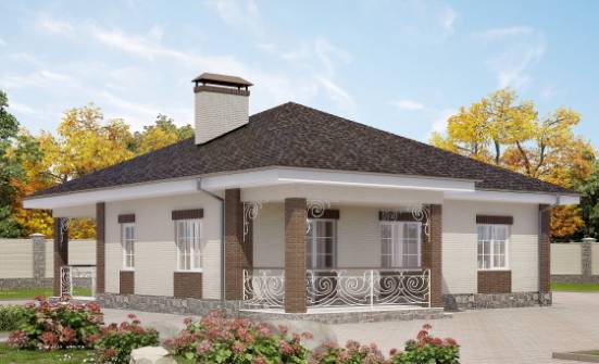 100-004-Л Проект одноэтажного дома, небольшой загородный дом из бризолита Петропавловск-Камчатский | Проекты домов от House Expert