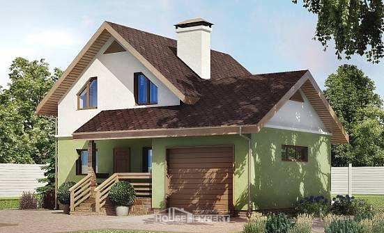 120-002-П Проект двухэтажного дома с мансардой и гаражом, доступный домик из газобетона Петропавловск-Камчатский | Проекты домов от House Expert