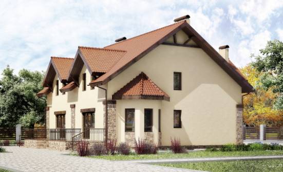 240-001-П Проект двухэтажного дома с мансардным этажом, уютный коттедж из бризолита Петропавловск-Камчатский | Проекты домов от House Expert