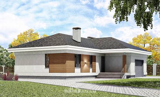 165-001-П Проект одноэтажного дома, гараж, простой коттедж из поризованных блоков Петропавловск-Камчатский | Проекты домов от House Expert