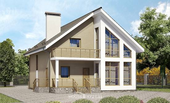 170-006-Л Проект двухэтажного дома с мансардным этажом, доступный коттедж из теплоблока Петропавловск-Камчатский | Проекты домов от House Expert
