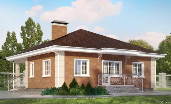 100-001-Л Проект одноэтажного дома, доступный дом из поризованных блоков Петропавловск-Камчатский | Проекты домов от House Expert