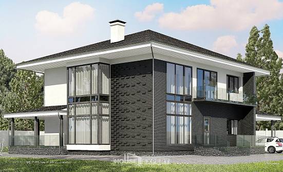 245-002-П Проект двухэтажного дома и гаражом, классический загородный дом из бризолита Петропавловск-Камчатский | Проекты домов от House Expert