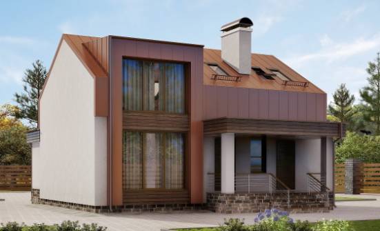 120-004-Л Проект двухэтажного дома мансардой, классический домик из твинблока Петропавловск-Камчатский | Проекты домов от House Expert