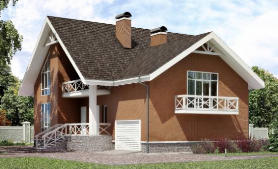 215-001-П Проект двухэтажного дома мансардой, гараж, средний коттедж из газобетона Петропавловск-Камчатский | Проекты домов от House Expert