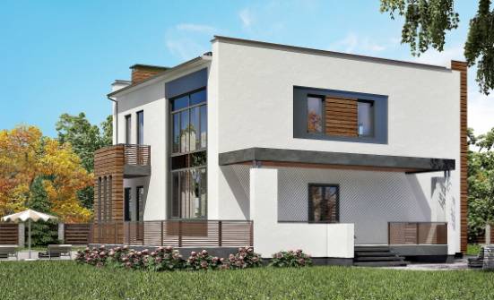 220-003-П Проект двухэтажного дома, гараж, классический домик из твинблока Петропавловск-Камчатский | Проекты домов от House Expert