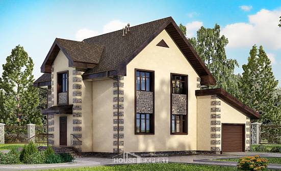 160-004-П Проект двухэтажного дома, гараж, небольшой дом из поризованных блоков Петропавловск-Камчатский | Проекты домов от House Expert