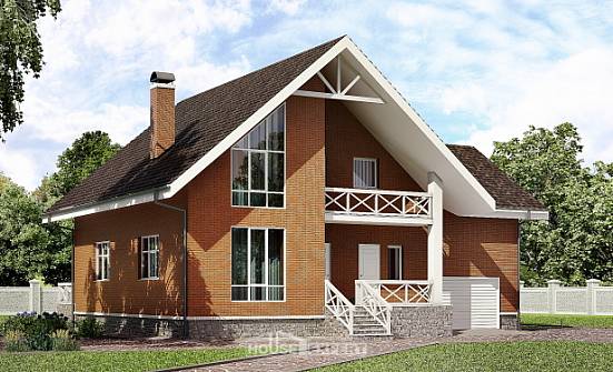 215-001-П Проект двухэтажного дома мансардой, гараж, средний коттедж из газобетона Петропавловск-Камчатский | Проекты домов от House Expert