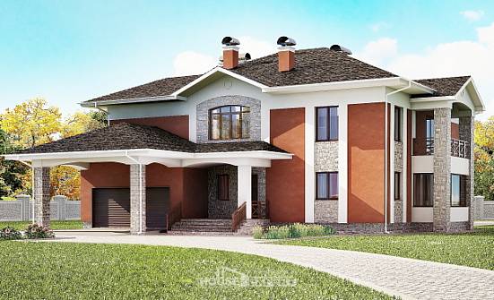 400-002-Л Проект двухэтажного дома, гараж, классический дом из кирпича Петропавловск-Камчатский | Проекты домов от House Expert
