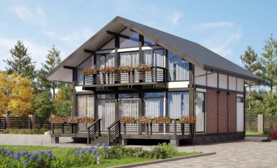 170-007-П Проект двухэтажного дома мансардой, уютный загородный дом из дерева Петропавловск-Камчатский | Проекты домов от House Expert
