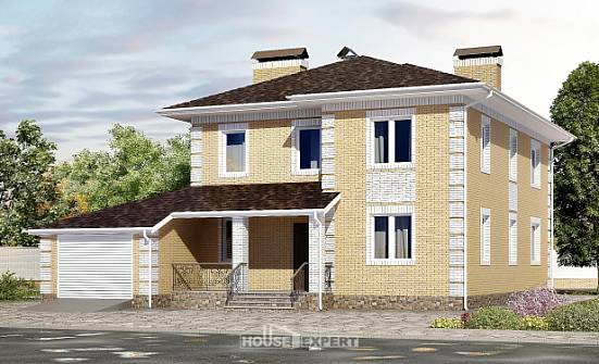 220-006-Л Проект двухэтажного дома и гаражом, средний загородный дом из арболита, Петропавловск-Камчатский