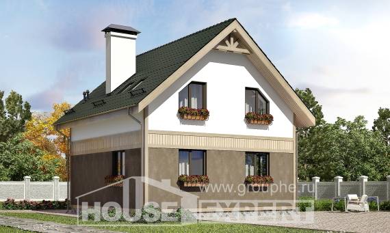 105-001-Л Проект двухэтажного дома с мансардой, экономичный домик из блока, Петропавловск-Камчатский