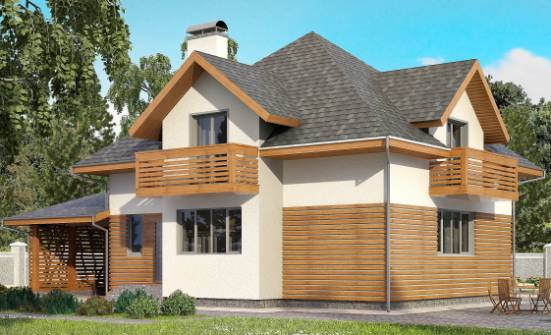 155-004-П Проект двухэтажного дома с мансардой и гаражом, простой загородный дом из газосиликатных блоков, Петропавловск-Камчатский