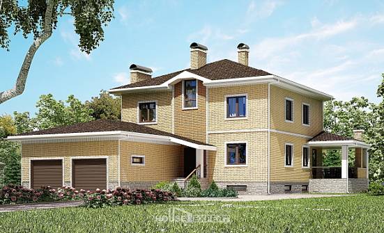 350-002-Л Проект трехэтажного дома, гараж, просторный загородный дом из кирпича, Петропавловск-Камчатский