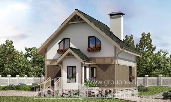 105-001-Л Проект двухэтажного дома мансардой, компактный загородный дом из газобетона, Петропавловск-Камчатский