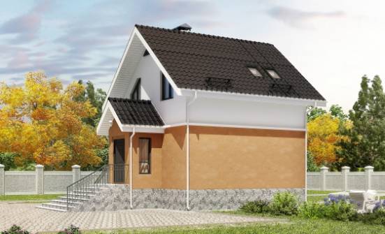100-005-Л Проект двухэтажного дома мансардой, простой загородный дом из газосиликатных блоков, Петропавловск-Камчатский