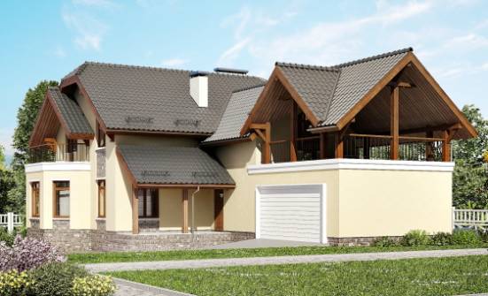 255-003-П Проект двухэтажного дома мансардный этаж и гаражом, красивый домик из теплоблока, Петропавловск-Камчатский