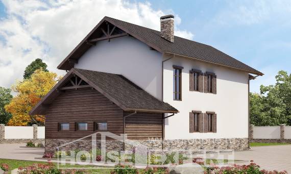 200-005-П Проект двухэтажного дома, гараж, средний загородный дом из бризолита, Петропавловск-Камчатский