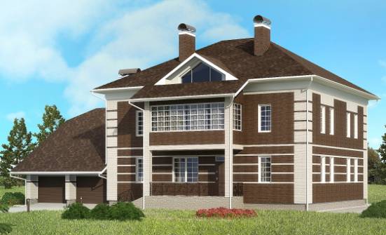 505-002-Л Проект трехэтажного дома, гараж, красивый коттедж из кирпича Петропавловск-Камчатский | Проекты домов от House Expert