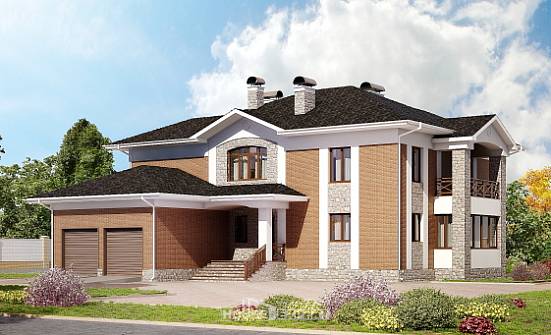 520-002-Л Проект трехэтажного дома и гаражом, просторный загородный дом из пеноблока, Петропавловск-Камчатский
