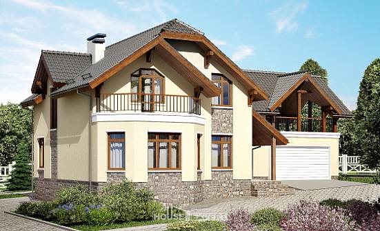 255-003-П Проект двухэтажного дома мансардный этаж и гаражом, красивый домик из теплоблока, Петропавловск-Камчатский