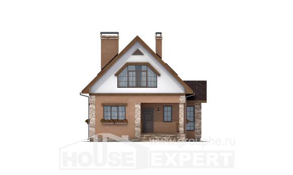140-002-П Проект двухэтажного дома с мансардой, доступный домик из поризованных блоков Петропавловск-Камчатский, House Expert