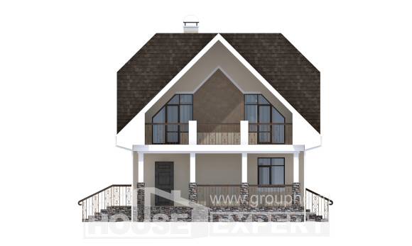125-001-Л Проект двухэтажного дома с мансардным этажом, экономичный коттедж из поризованных блоков Петропавловск-Камчатский, House Expert