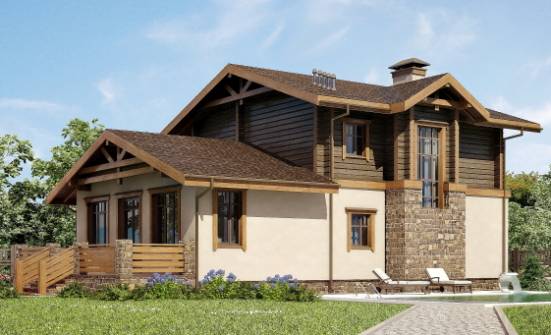 170-004-П Проект двухэтажного дома мансардой, гараж, классический домик из твинблока из дерева, Петропавловск-Камчатский