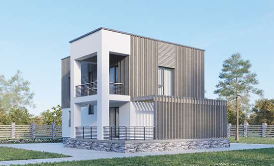 150-017-П Проект двухэтажного дома, компактный коттедж из арболита Петропавловск-Камчатский | Проекты домов от House Expert