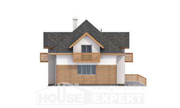 155-004-П Проект двухэтажного дома мансардой, гараж, небольшой коттедж из газосиликатных блоков, Петропавловск-Камчатский