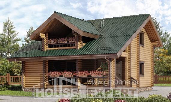 110-005-П Проект двухэтажного дома с мансардой, уютный коттедж из дерева, Петропавловск-Камчатский