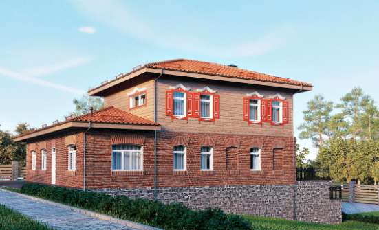 380-002-Л Проект трехэтажного дома, гараж, классический загородный дом из кирпича, Петропавловск-Камчатский
