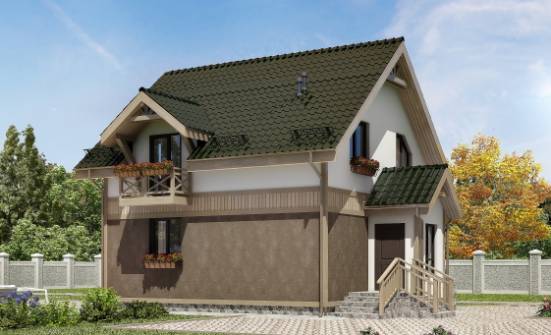 105-001-Л Проект двухэтажного дома с мансардой, недорогой домик из бризолита, Петропавловск-Камчатский