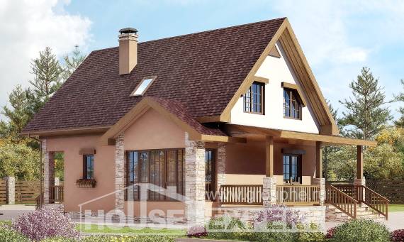 140-002-П Проект двухэтажного дома с мансардой, красивый загородный дом из арболита, Петропавловск-Камчатский