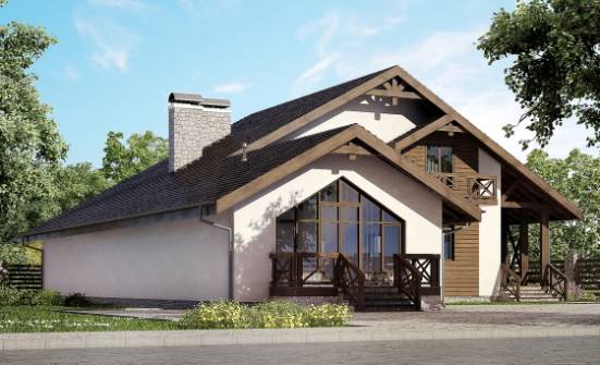 265-001-П Проект двухэтажного дома с мансардой, гараж, красивый коттедж из пеноблока, Петропавловск-Камчатский
