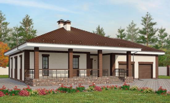 160-015-П Проект одноэтажного дома, гараж, экономичный загородный дом из бризолита, Петропавловск-Камчатский