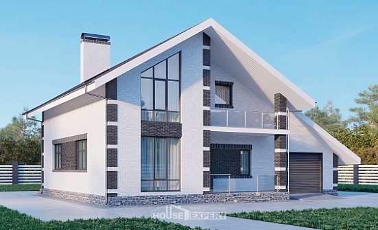 190-008-П Проект двухэтажного дома с мансардой, гараж, красивый дом из поризованных блоков, Петропавловск-Камчатский