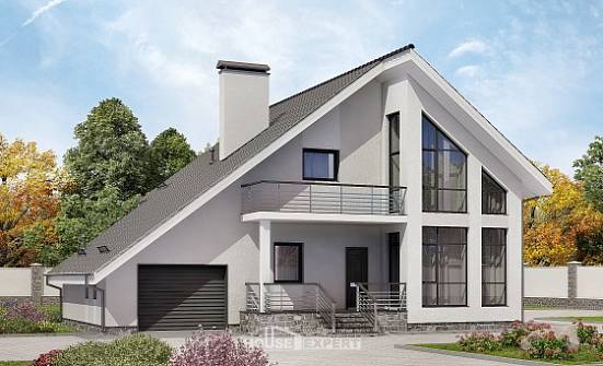 200-007-Л Проект двухэтажного дома с мансардным этажом, гараж, просторный загородный дом из бризолита, Петропавловск-Камчатский