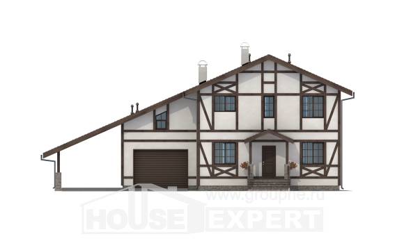 250-002-Л Проект двухэтажного дома с мансардой, гараж, красивый коттедж из кирпича Петропавловск-Камчатский, House Expert